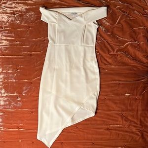 Ivory Off the Shoulder Midi Dress